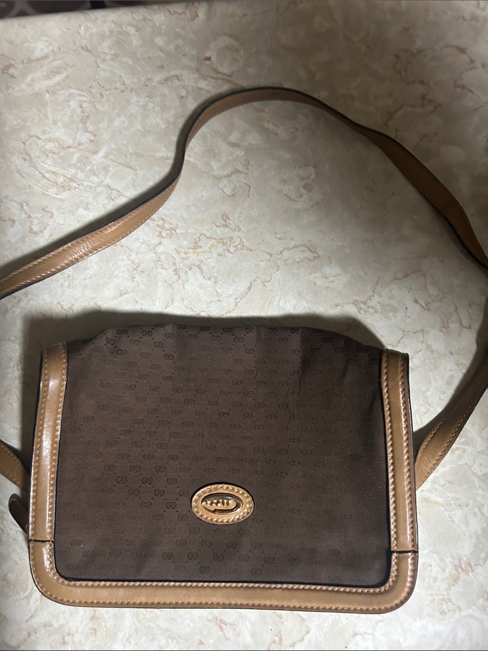 Gucci Brown Crossbody Bag with Tan Trim